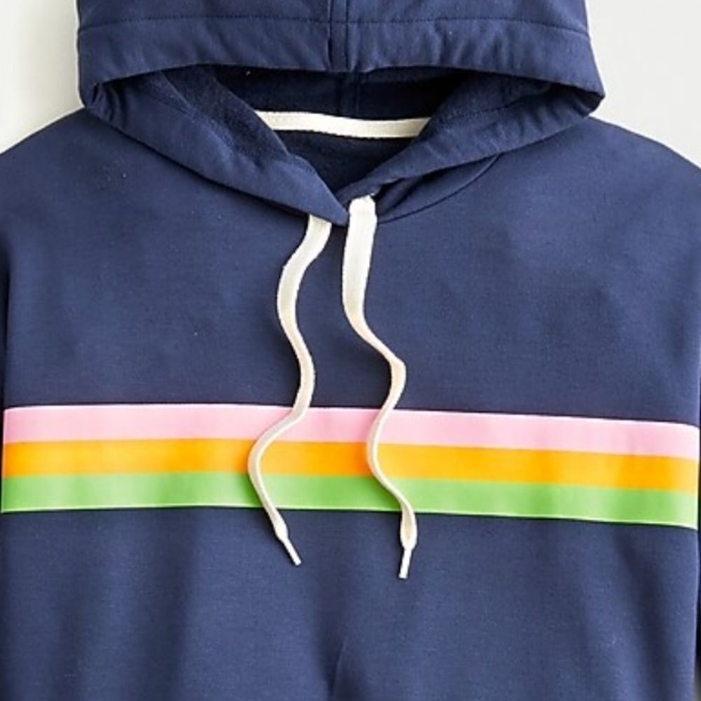 J. Crew Striped Hoodie in Cloud Fleece XS (fits big) - Picture 3 of 3